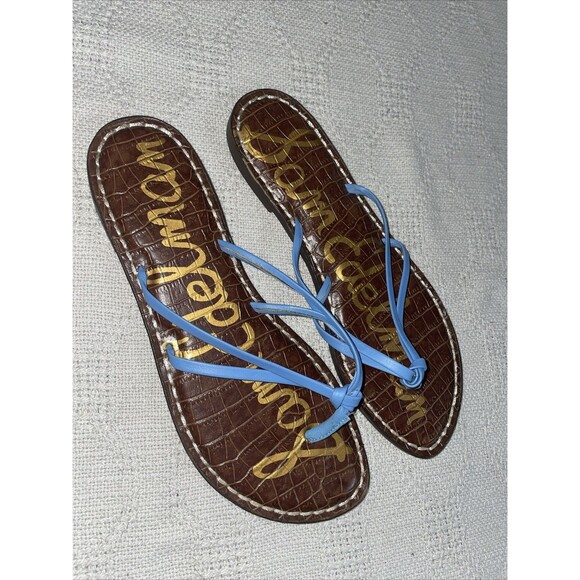 Sam Edelman Shoes - Sam Edelman Women’s Casual Thongs Size 6.5 M Blue Leather Beach Cruise Island